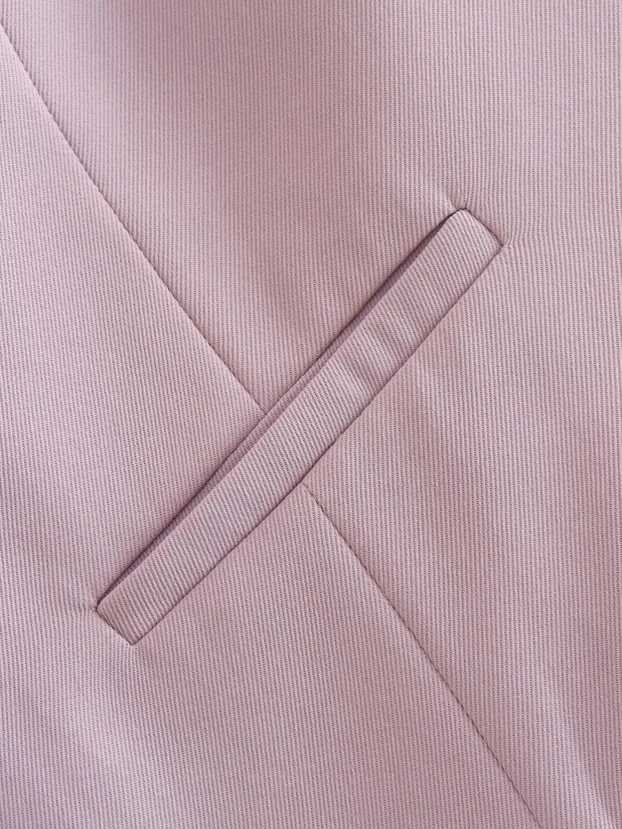 เสื้อกั๊กคลุมสตรีคอวีแขนกุดสไตล์วินเทจสีขาวสุดเก๋