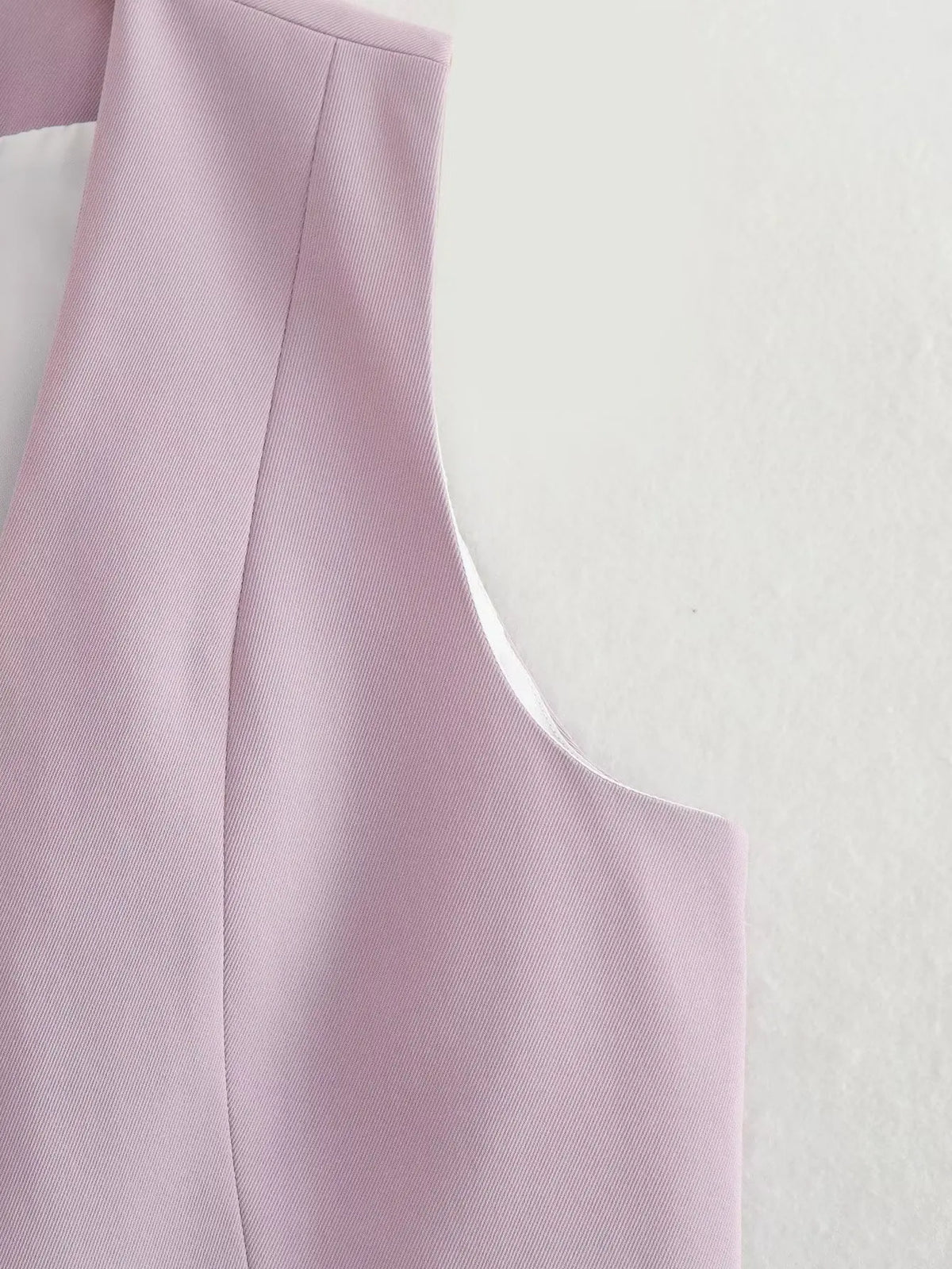 เสื้อกั๊กคลุมสตรีคอวีแขนกุดสไตล์วินเทจสีขาวสุดเก๋