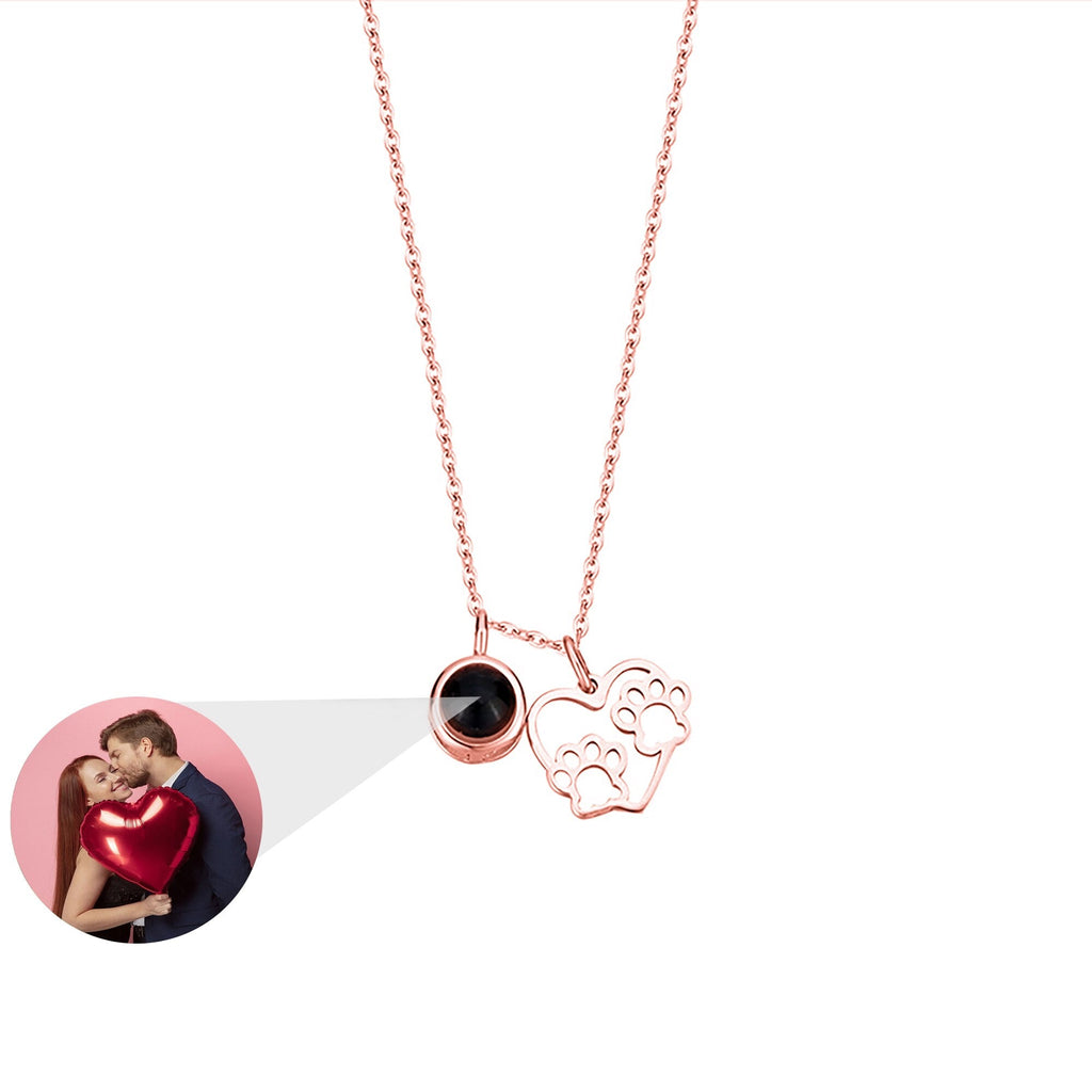 จี้สร้อยคอโปรเจกเตอร์รูปอุ้งเท้าสุนัขแห่งความรัก ปรับแต่งรูปภาพได้ เครื่องประดับ