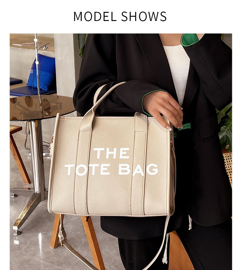 กระเป๋าทรง Tote สำหรับผู้หญิง สะพายข้าง ลำลอง ใบใหญ่ หนัง PU