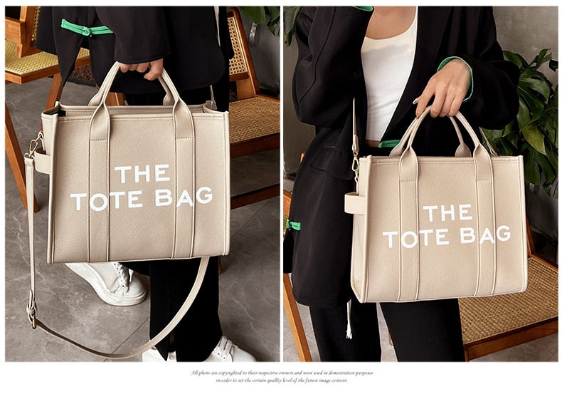 กระเป๋าทรง Tote สำหรับผู้หญิง สะพายข้าง ลำลอง ใบใหญ่ หนัง PU