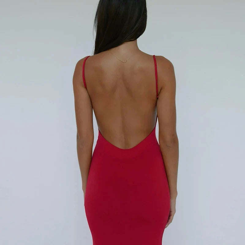 ชุดเดรสยาวสไตล์ Y2K สีพื้น ไร้แขน เปิดหลัง รัดรูป เซ็กซี่และหรูหรา สำหรับงานพรอม