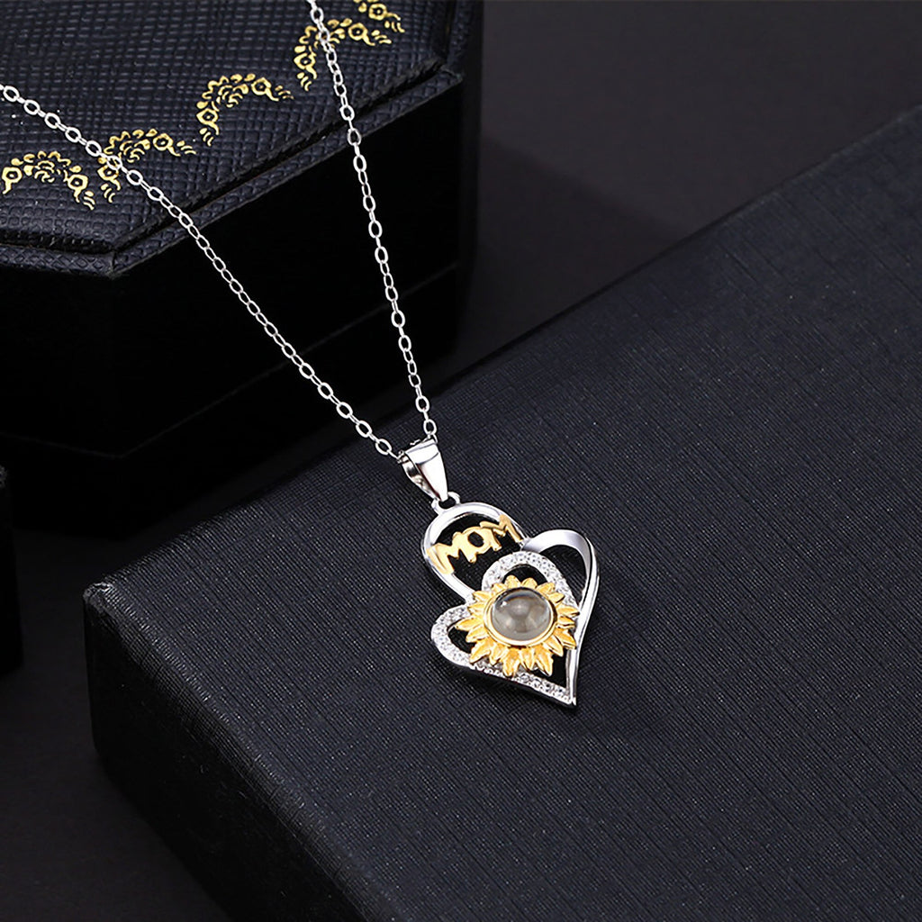 สร้อยคอจี้โปรเจกเตอร์รูปดอกทานตะวันพร้อมรูปภาพปรับแต่งตามสั่ง