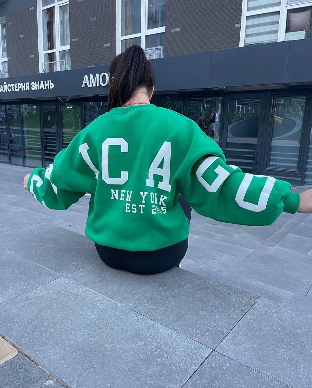 เสื้อสเวตเชิ้ตลายตัวอักษรสไตล์แคชชวลสำหรับผู้หญิง เสื้อฮู้ดแขนยาวทรงหลวม สตรีทแวร์ Y2K