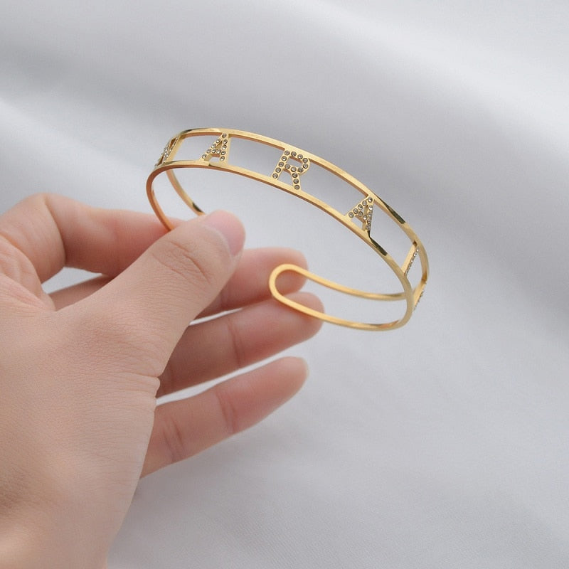 กำไลข้อมือแบบปรับแต่งชื่อตัวอักษรสำหรับผู้หญิงและผู้ชาย ของขวัญเครื่องประดับวันคริสต์มาส