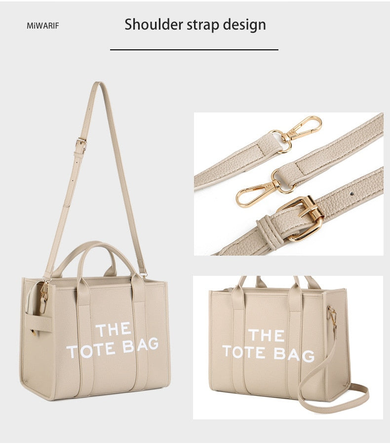 กระเป๋าทรง Tote สำหรับผู้หญิง สะพายข้าง ลำลอง ใบใหญ่ หนัง PU