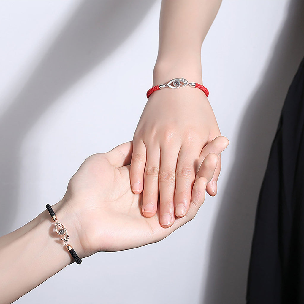 สร้อยข้อมือโปรเจกเตอร์วงกลมใส่รูปภาพได้ ปรับแต่งได้ เครื่องประดับที่ระลึกสำหรับคู่รักแบบเฉพาะบุคคล