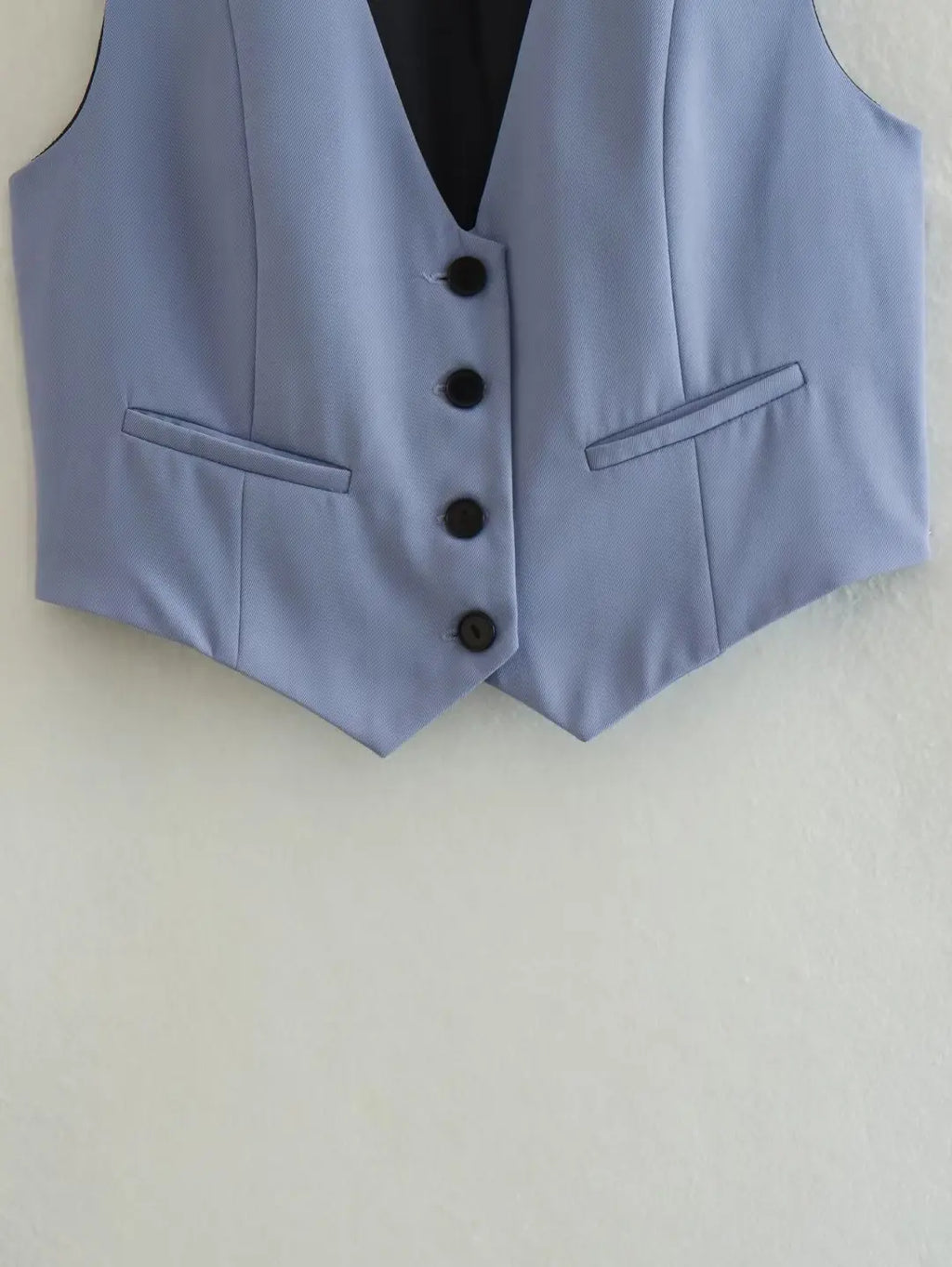 เสื้อกั๊กคลุมสตรีคอวีแขนกุดสไตล์วินเทจสีขาวสุดเก๋