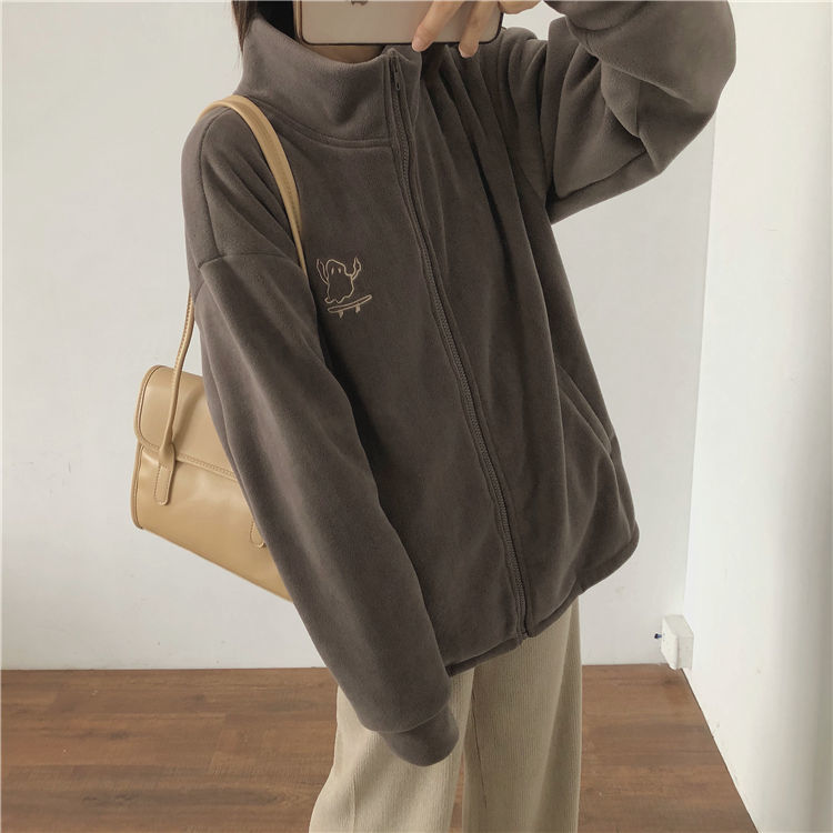 เสื้อฮู้ดสเวตเชิ้ตลำลอง เนื้อหนา อุ่น ฟิตพอดีตัว บุนวม เสื้อแจ็กเก็ต เสื้อคลุม