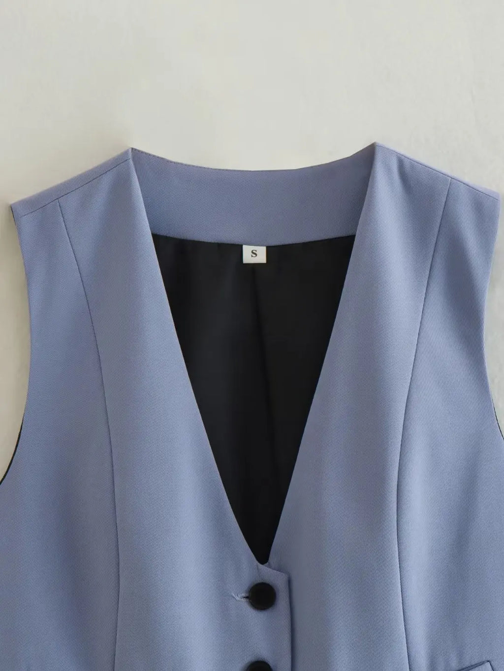 เสื้อกั๊กคลุมสตรีคอวีแขนกุดสไตล์วินเทจสีขาวสุดเก๋