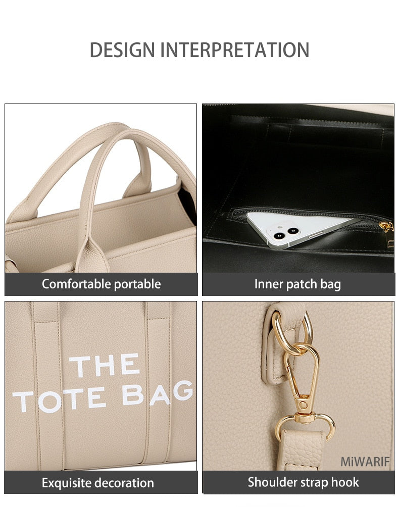 กระเป๋าทรง Tote สำหรับผู้หญิง สะพายข้าง ลำลอง ใบใหญ่ หนัง PU