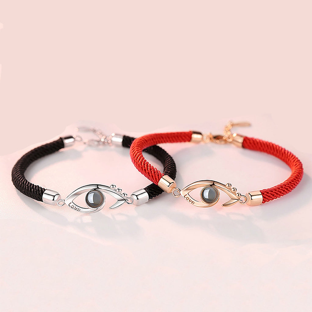 สร้อยข้อมือโปรเจกเตอร์วงกลมใส่รูปภาพได้ ปรับแต่งได้ เครื่องประดับที่ระลึกสำหรับคู่รักแบบเฉพาะบุคคล