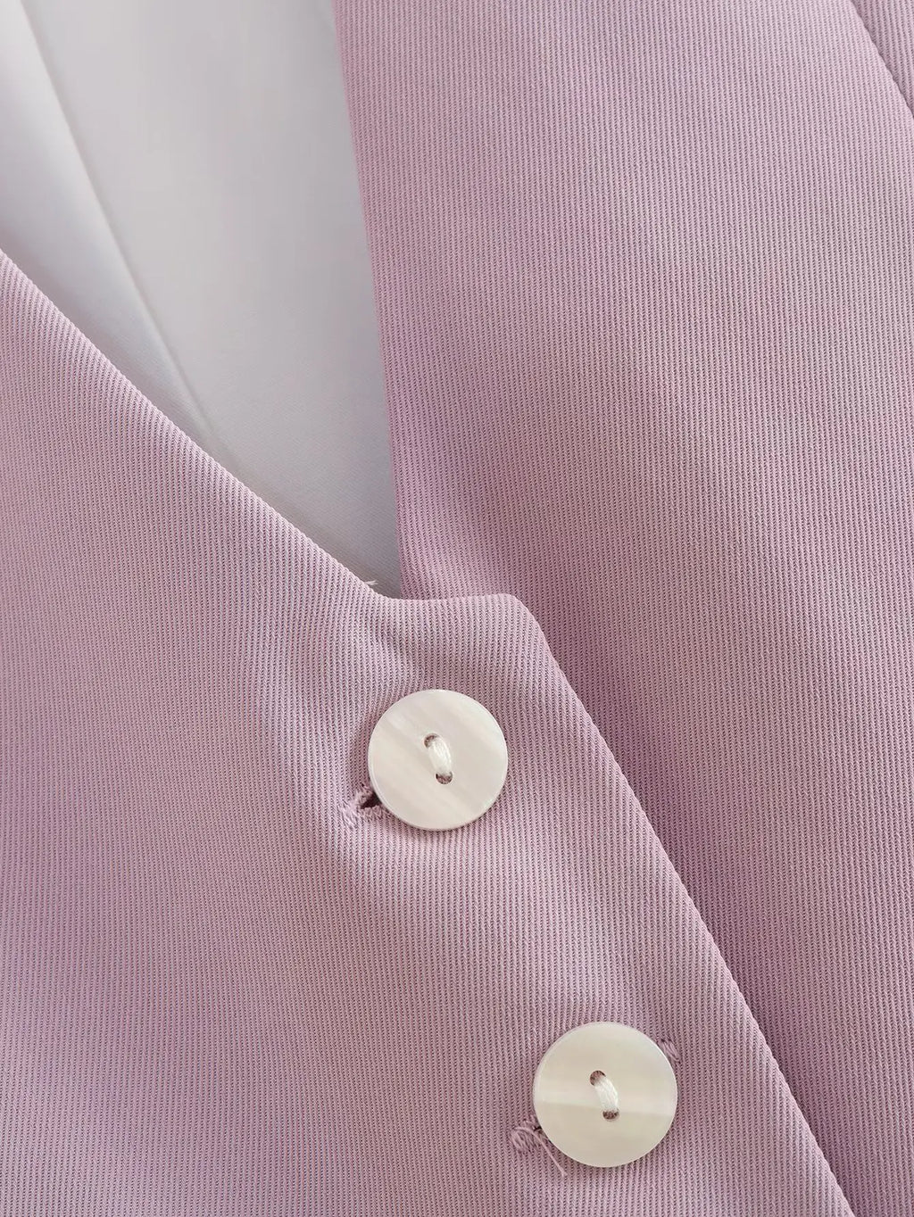 เสื้อกั๊กคลุมสตรีคอวีแขนกุดสไตล์วินเทจสีขาวสุดเก๋