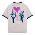 เสื้อยืด Sharp Edges สีขาว/ฟ้าสไตล์วินเทจ