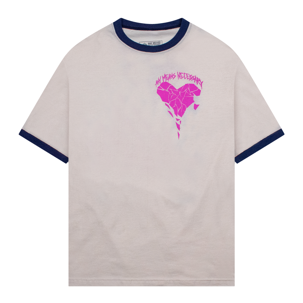 เสื้อยืด Sharp Edges สีขาว/ฟ้าสไตล์วินเทจ