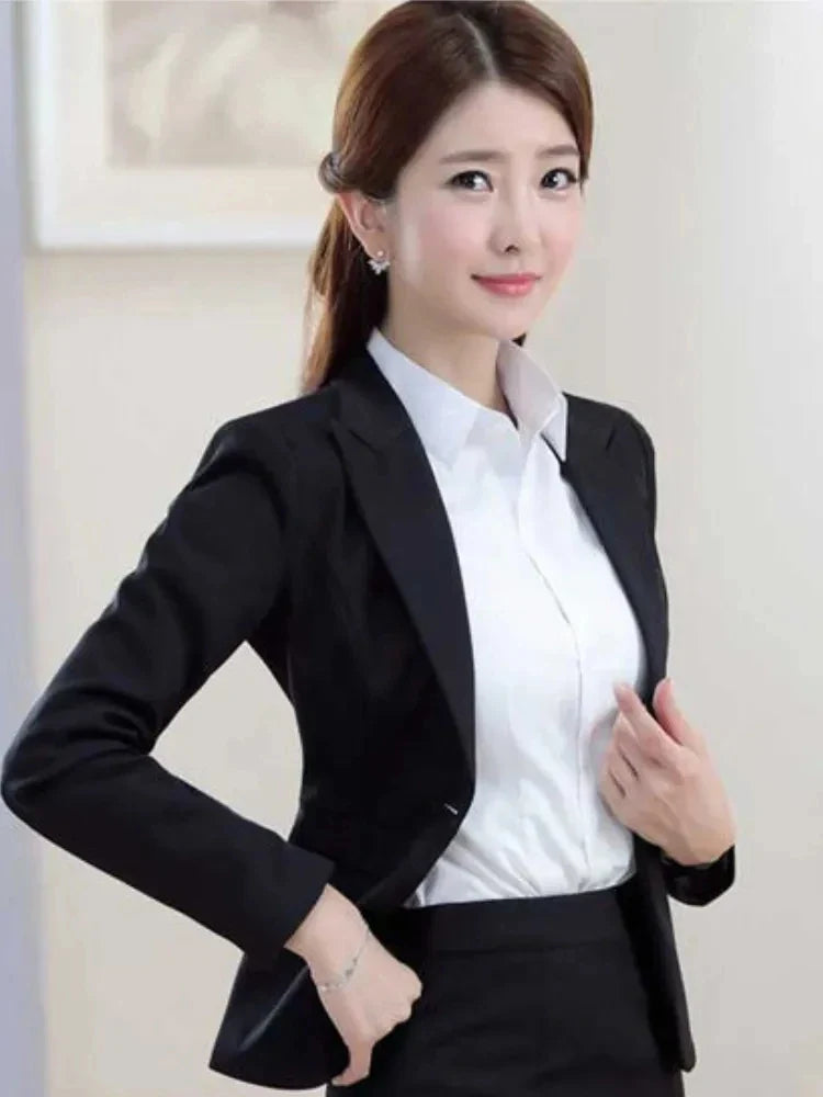 เสื้อเชิ้ตผู้หญิงแขนยาว ผ้าโพลีเอสเตอร์ผสมคอตตอน