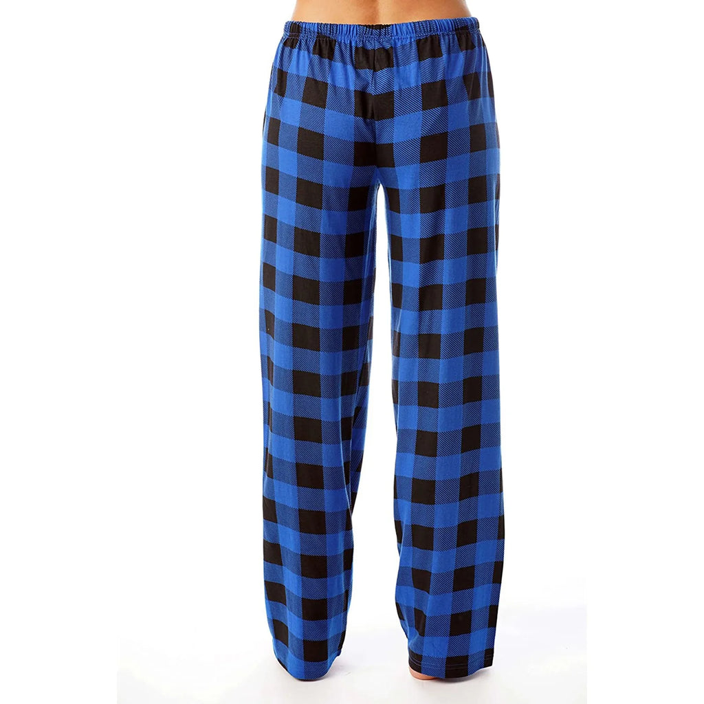 กางเกงนอนคริสต์มาสสำหรับผู้หญิง กางเกงลายสก็อตสำหรับฤดูใบไม้ร่วงและฤดูหนาว