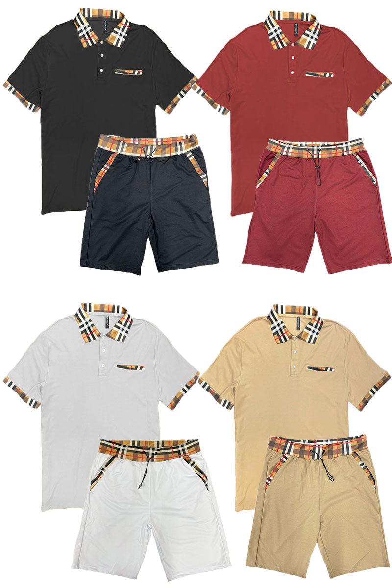 ชุดเสื้อโปโลแขนสั้นลายตาราง