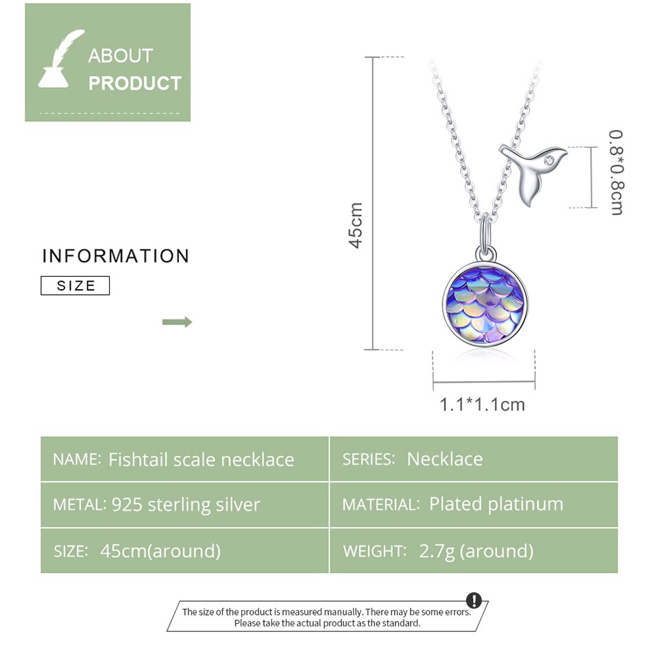 nowadaysfashion สร้อยคอเกล็ดหางนางเงือกแวววาวสีฟ้า โซ่ข้อคล้องโอเชียน