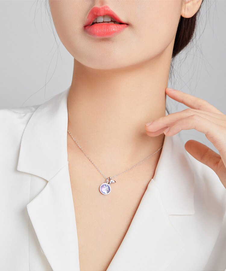 nowadaysfashion สร้อยคอเกล็ดหางนางเงือกแวววาวสีฟ้า โซ่ข้อคล้องโอเชียน