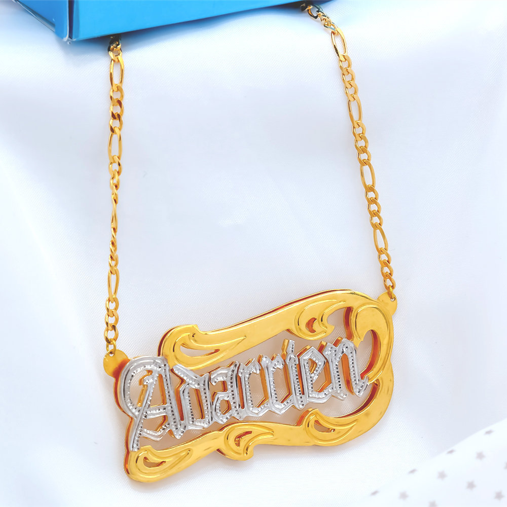 nowadaysfashion สร้อยคอชื่อสั่งทำพิเศษ แผ่นป้ายชื่อชุบทอง 18K สร้อยคอชื่อแบบ 3 มิติ สร้อยโช้คเกอร์เฉพาะบุคคล