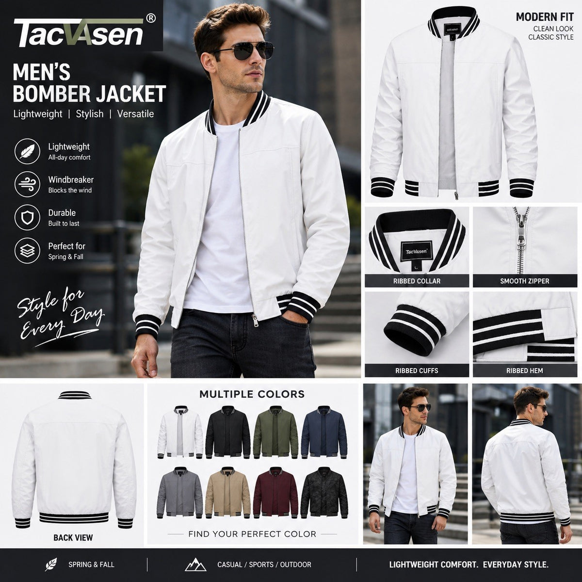 Men's Bomber Jacket Lightweight Sportswear