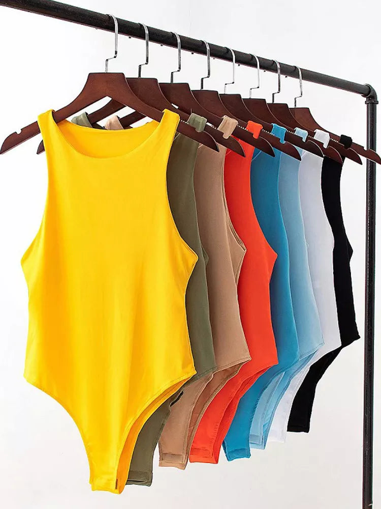 บอดี้สูทผู้หญิงเข้ารูปเซ็กซี่สีพื้นสำหรับฤดูร้อน