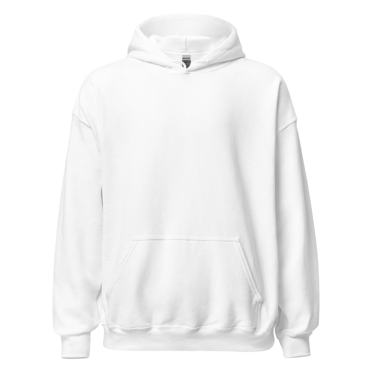 White unisex hoodie front-view product mockup 