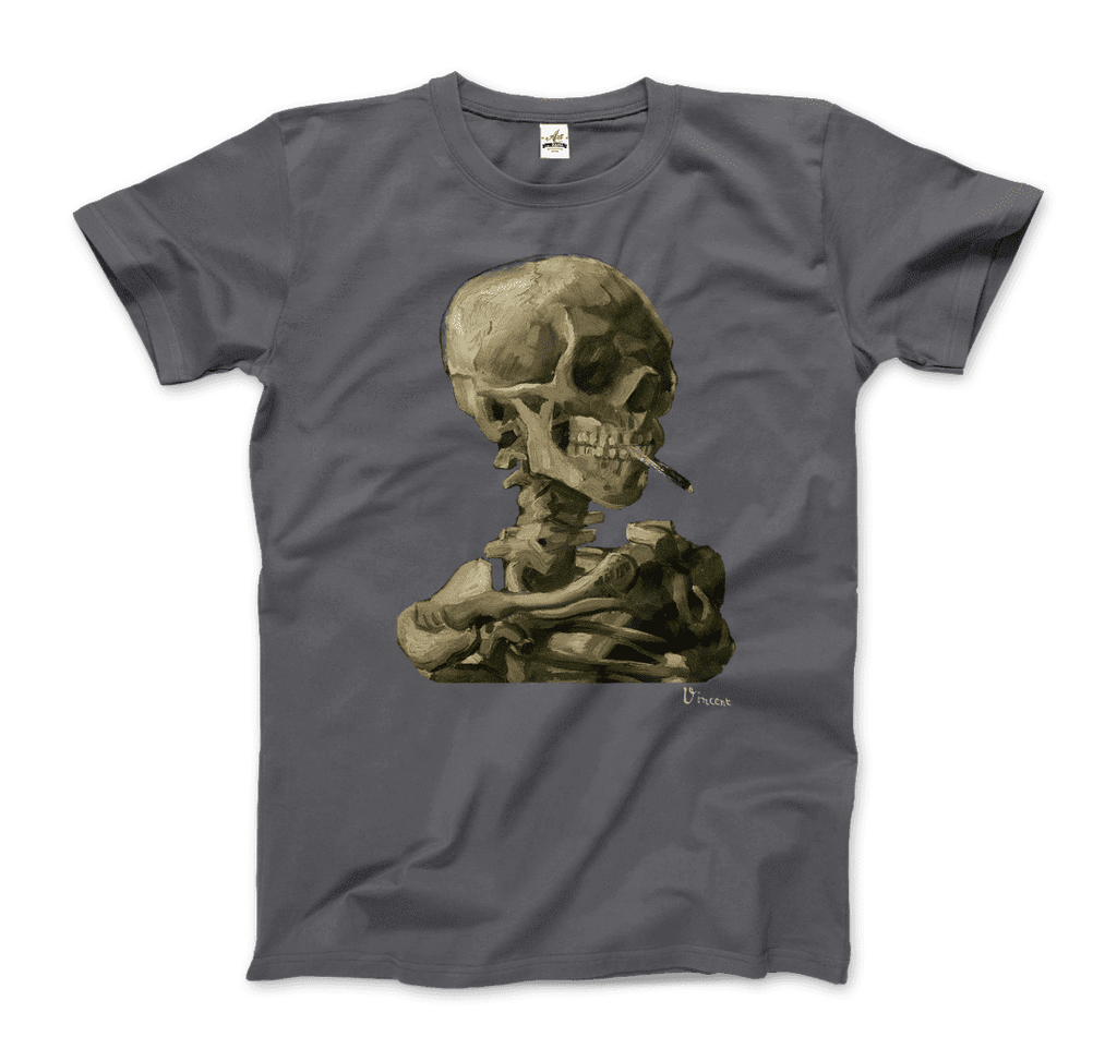 เสื้อยืดลายภาพวาด กะโหลกโครงกระดูกกับบุหรี่ที่กำลังไหม้ ปี 1886 ของแวน โก๊ะ